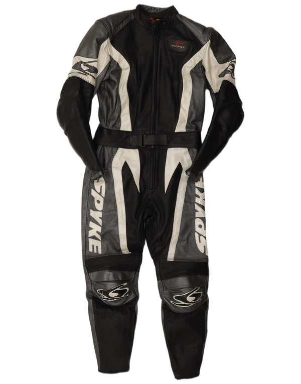 Spyke Womens Leather Jumpsuit IT 44 Medium Black Leather Motorcycle