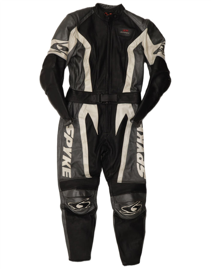 Spyke Womens Leather Jumpsuit IT 44 Medium Black Leather Motorcycle