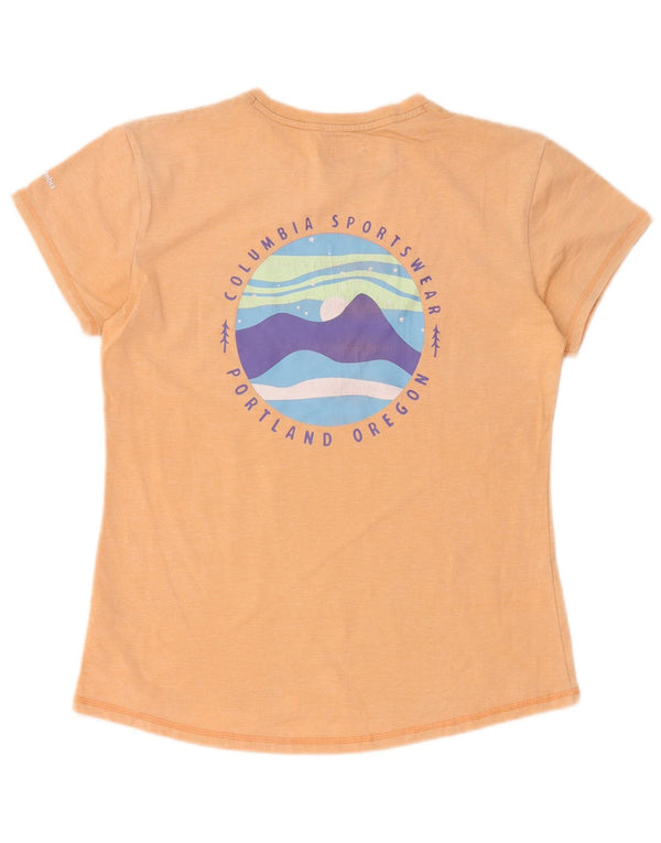 Columbia Womens Graphic T-Shirt Top UK 14 Medium Orange Polyester