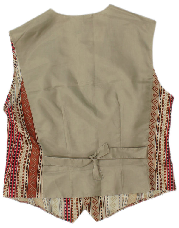 Vintage Womens Waistcoat UK 14 Medium Multicoloured Geometric Polyester