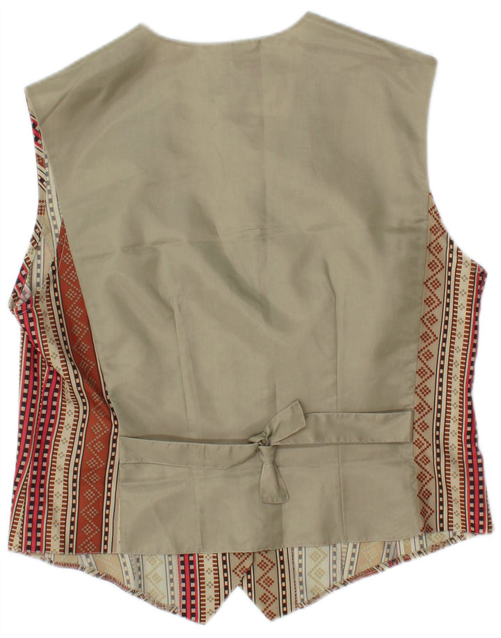 Vintage Womens Waistcoat UK 14 Medium Multicoloured Geometric Polyester