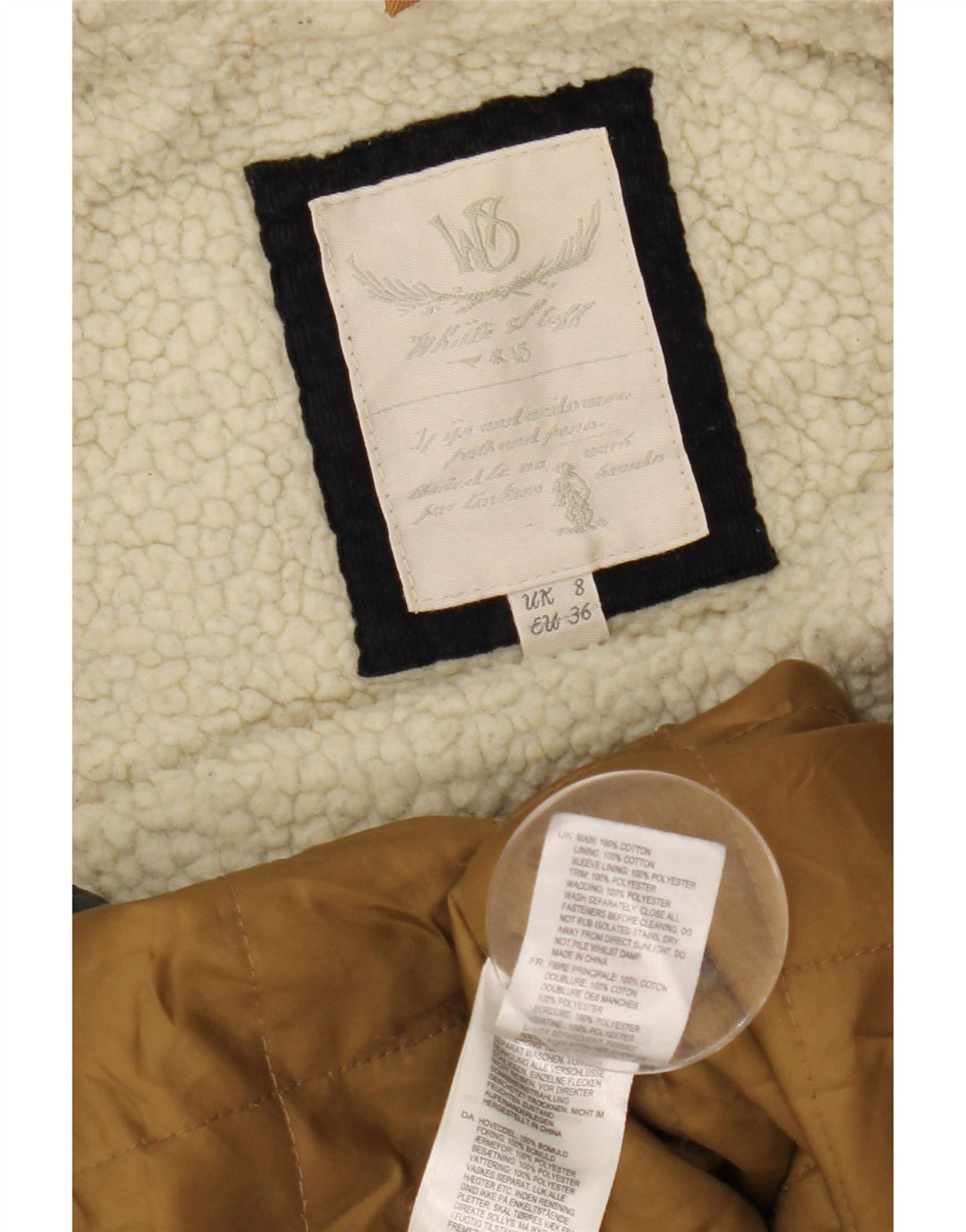 White Stuff Womens Hooded Parka Jacket UK 8 Small Navy Blue Cotton