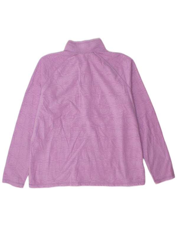 EDDIE BAUER Womens Zip Neck Fleece Jumper UK 18 XL Purple Geometric