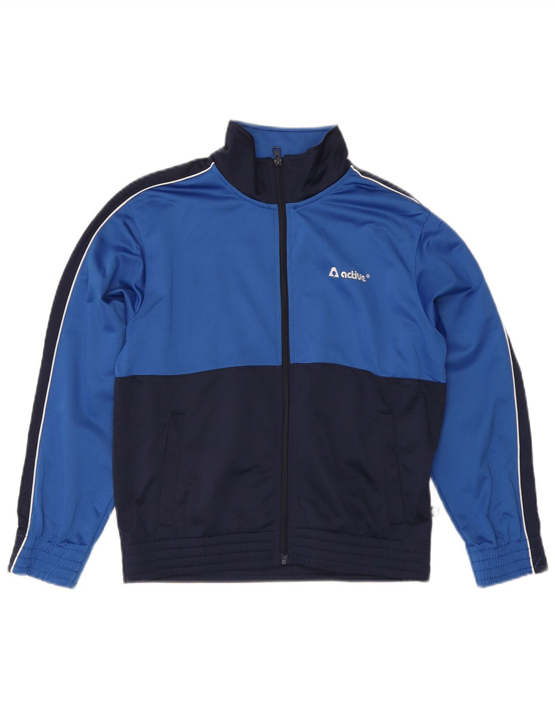 ACTIVE Boys Tracksuit Top Jacket 11-12 Years Navy Blue Colourblock