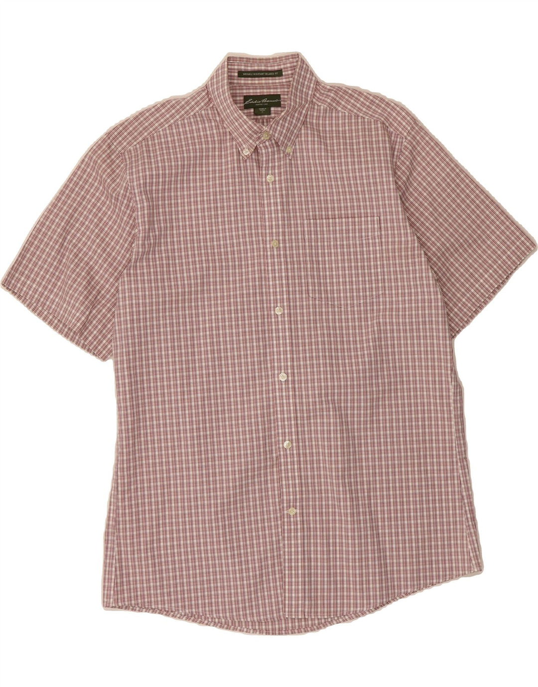 EDDIE BAUER Mens Relaxed Fit Short Sleeve Shirt Medium Red Check Vintage Eddie Bauer and Second-Hand Eddie Bauer from Messina Hembry 