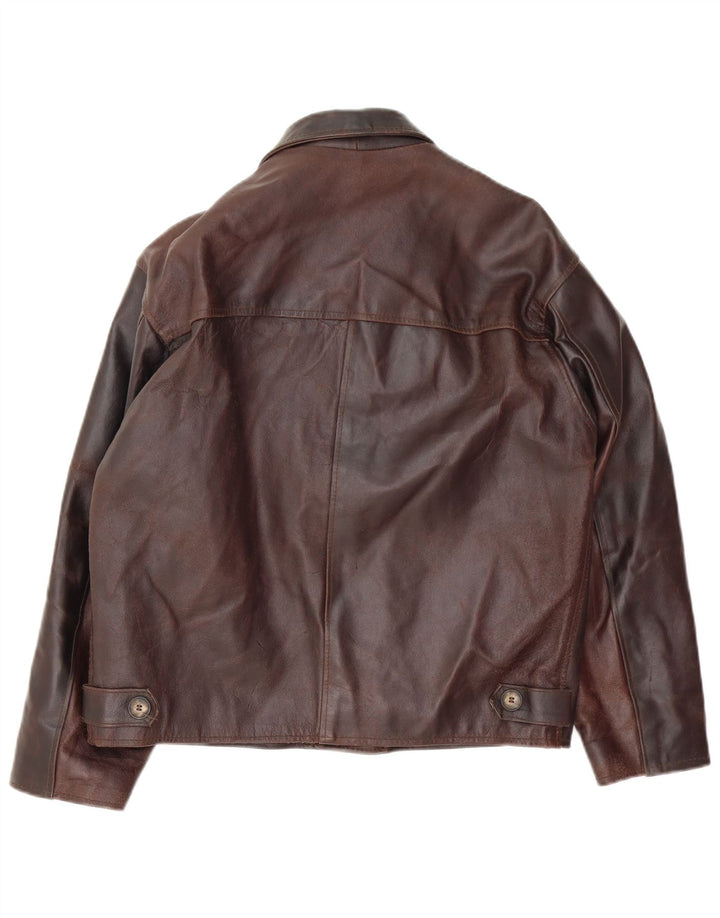 Vintage Mens Leather Jacket UK 36 Small Brown Leather