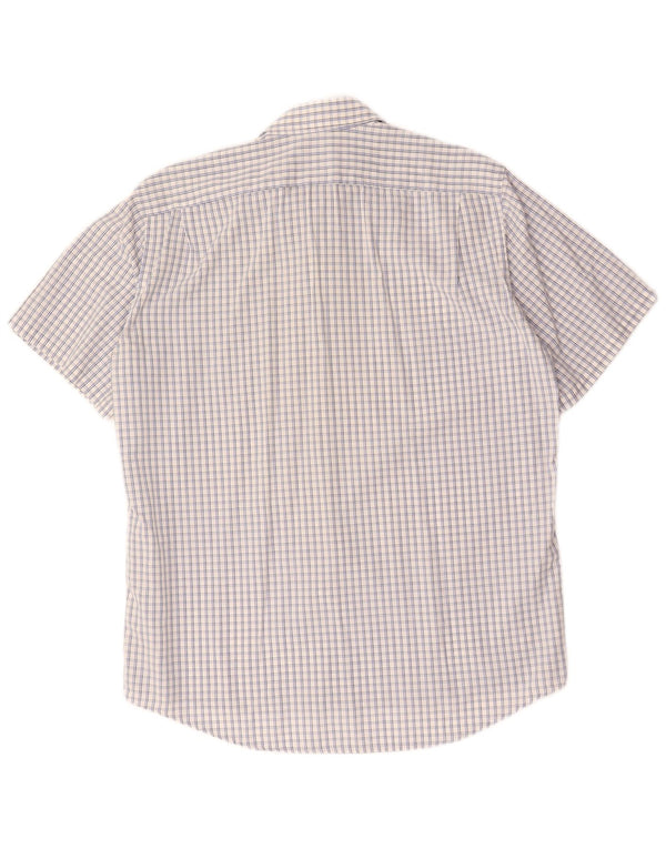 LACOSTE Mens Short Sleeve Shirt Size 40 Medium Blue Check