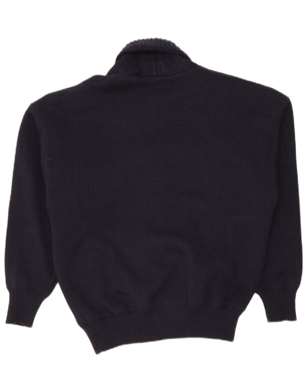 VINTAGE Mens Cardigan Sweater IT 50 Medium Navy Blue Wool