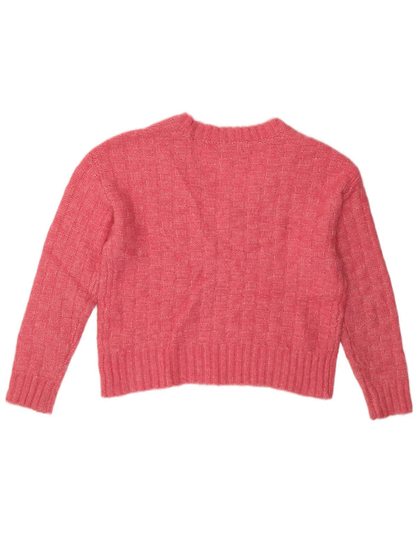 MARKS & SPENCER Womens Oversized V-Neck Jumper Sweater UK 10 Small Pink
