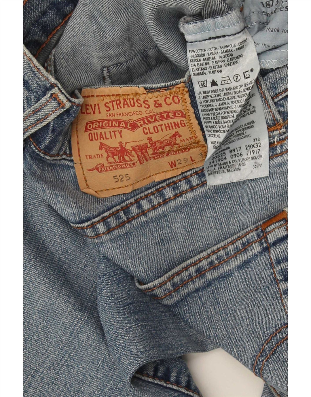Levi's Mens 525 Bootcut Jeans W29 L33 Blue Cotton