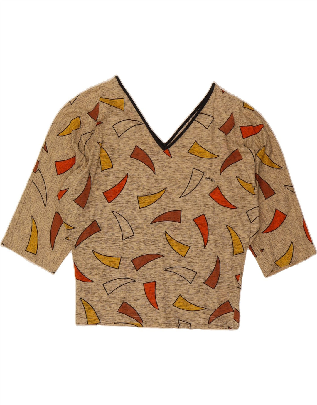 VINTAGE Womens Abstract Pattern 3/4 Sleeve Blouse Top UK 16 Large Beige Vintage Vintage and Second-Hand Vintage from Messina Hembry 