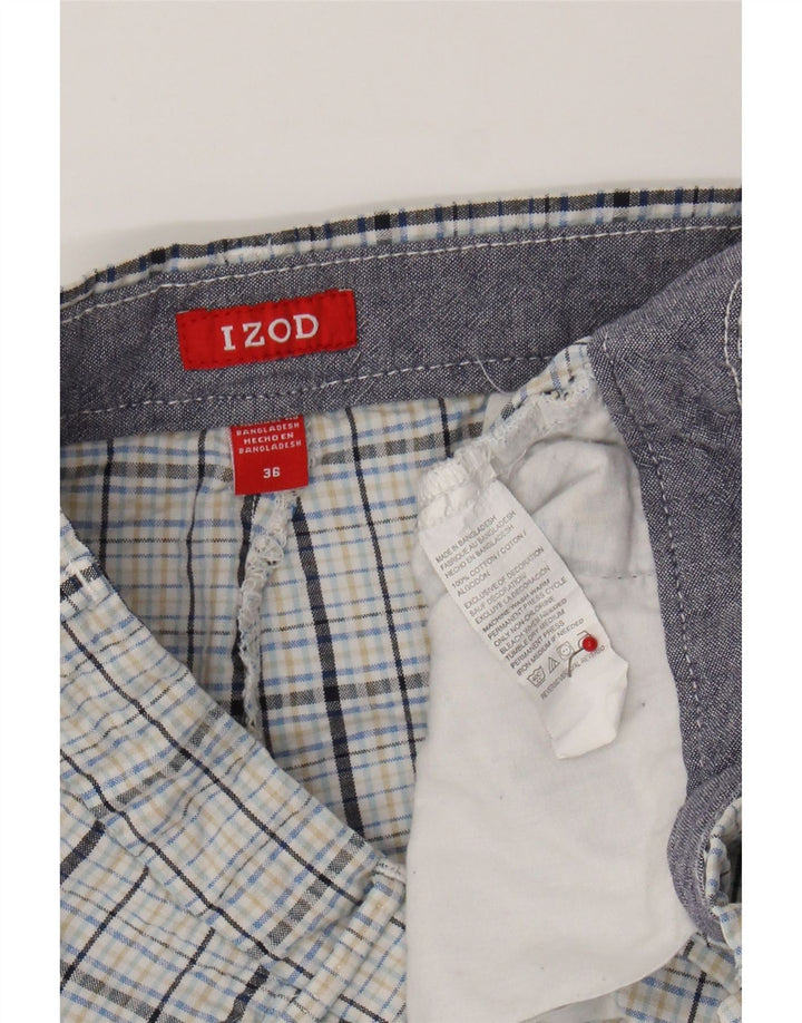 IZOD Mens Chino Shorts W36 Large Blue Check Cotton Vintage Izod and Second-Hand Izod from Messina Hembry 