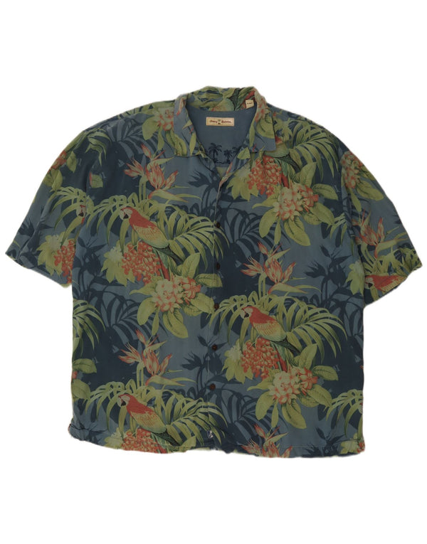 Tommy Bahama Mens Short Sleeve Shirt 3XL Blue Floral Hawaiian
