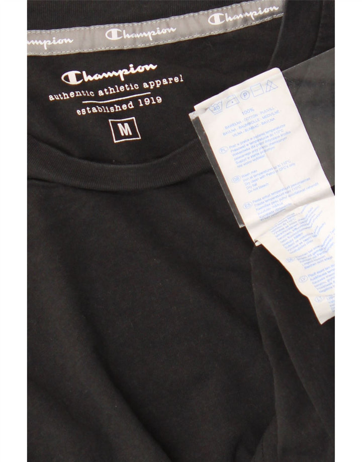 Champion Mens T-Shirt Top Medium Black Cotton