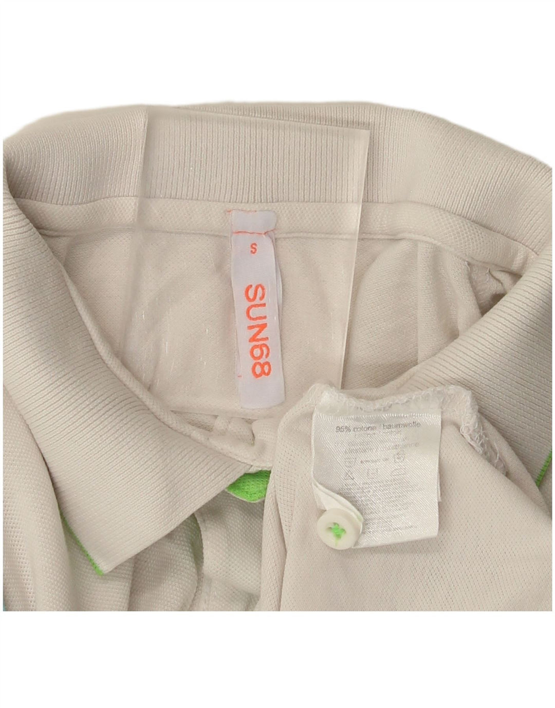 Sun68 Mens Polo Shirt Small White Cotton