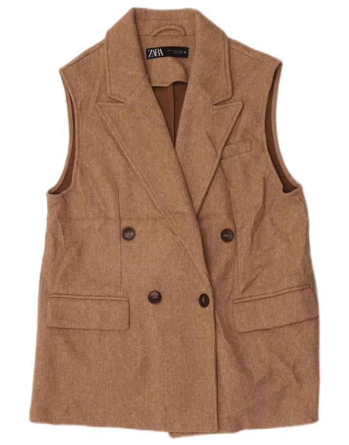 Zara Womens Oversized Sleeveless Blazer Jacket UK 14 Medium Beige