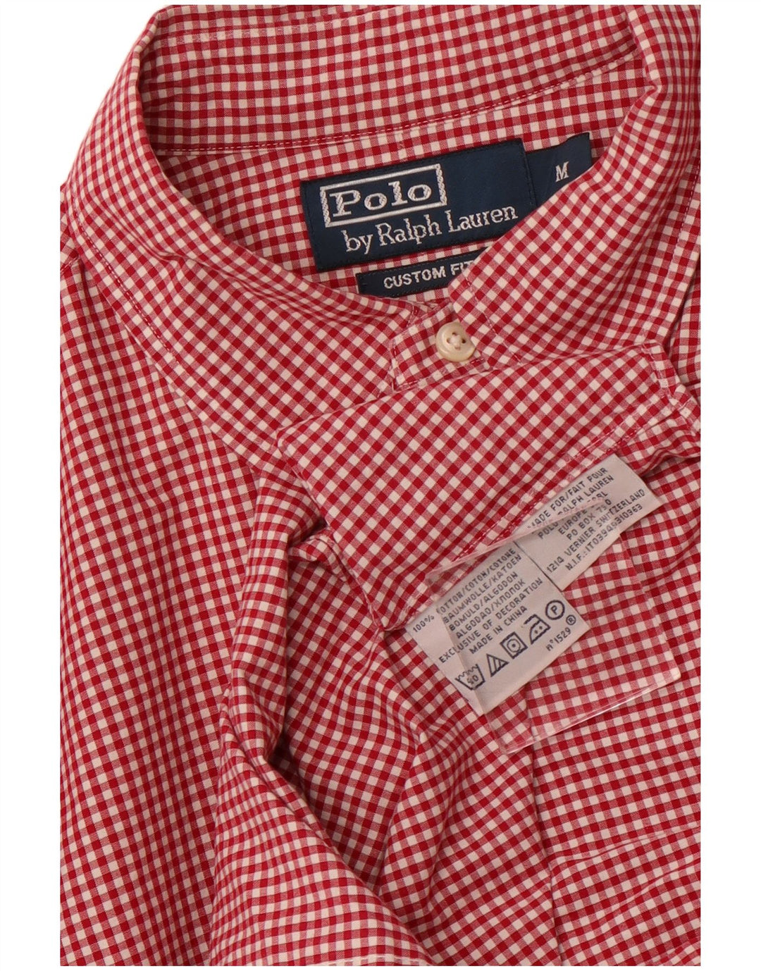 Polo Ralph Lauren Mens Custom Fit Shirt Medium Red Gingham Cotton