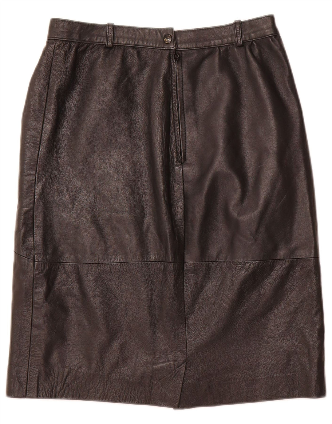 VINTAGE Womens High Waist Leather Skirt IT 48 XL W28  Black Leather