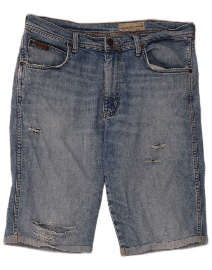 Wrangler Mens Distressed Denim Shorts W34 Large Blue Cotton