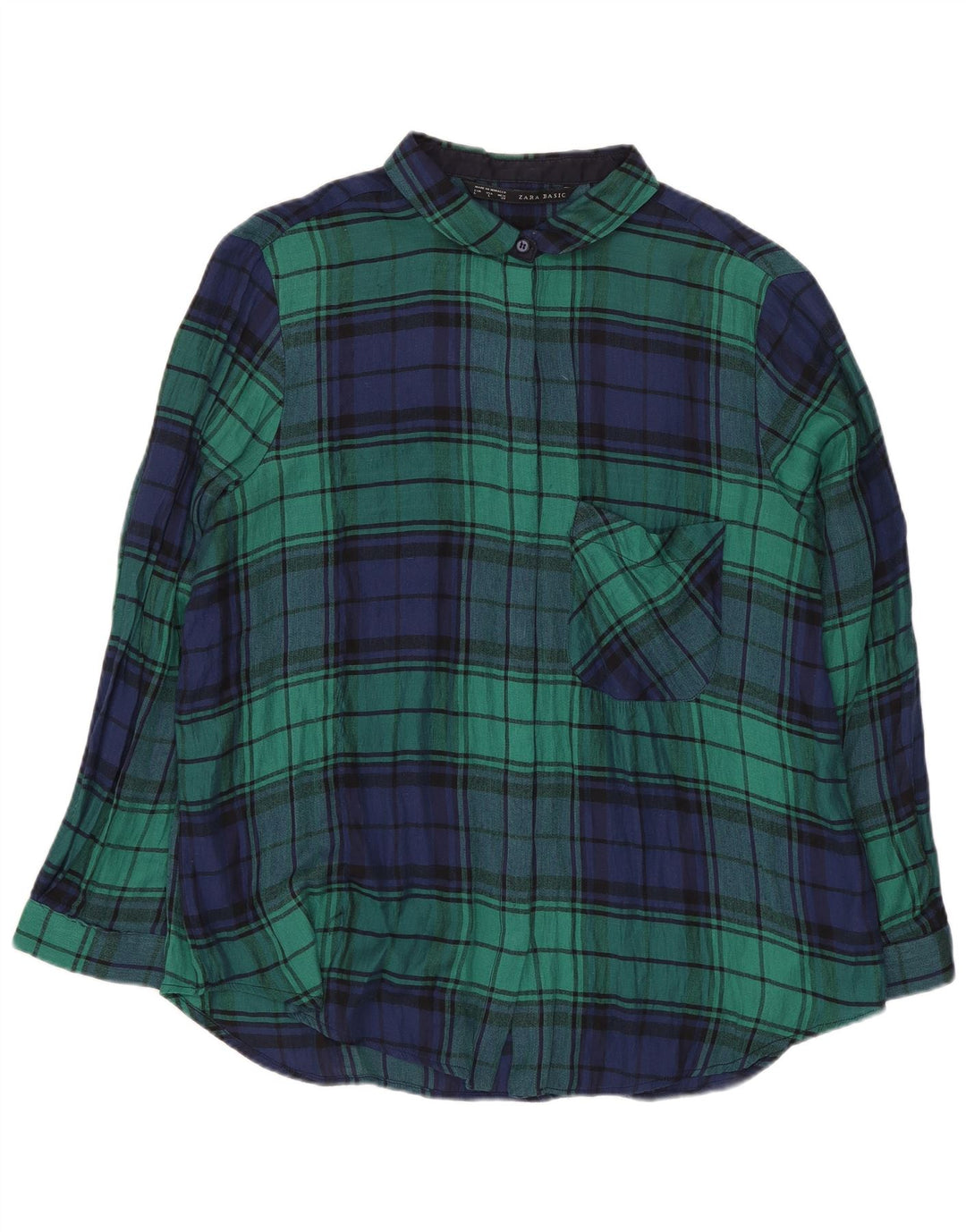Zara Womens Flannel Shirt UK 16 Large Green Check