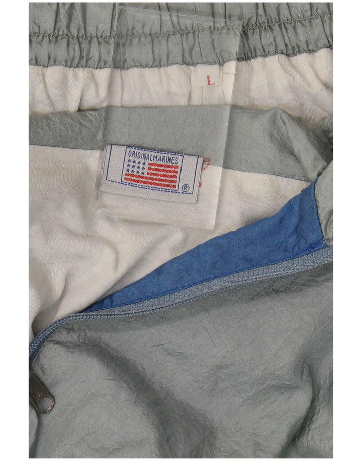 Vintage Mens Full Tracksuit Large  Grey Colourblock Nylon