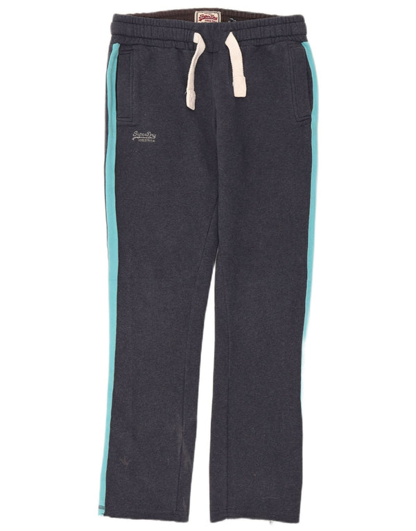 Superdry Womens Slim Tracksuit Trousers UK 14 Medium Navy Blue Colourblock