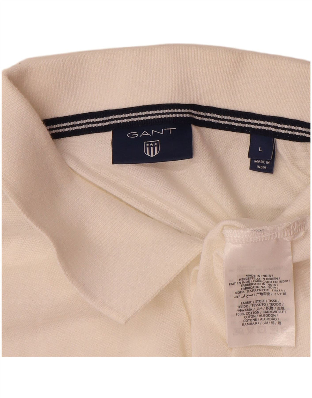 Gant Mens Polo Shirt Large White Cotton