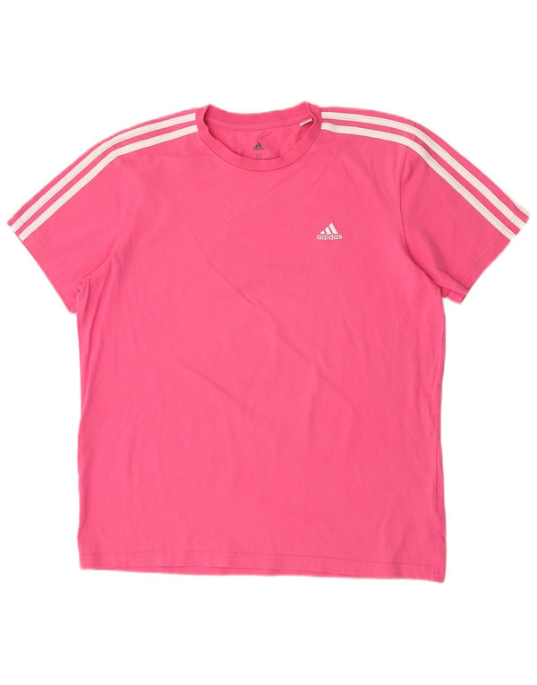 Adidas Womens T-Shirt Top UK 12/14 Medium Pink Cotton