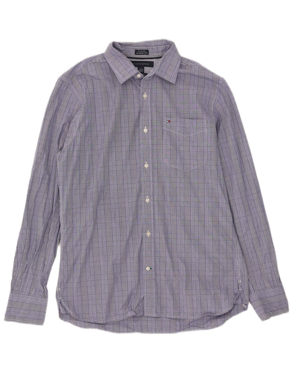 Tommy Hilfiger Mens Custom Fit Shirt Size 15 1/2 16 Medium Blue Check