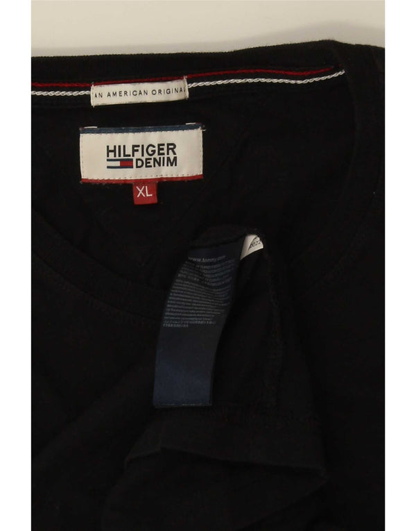 Tommy Hilfiger Mens T-Shirt Top XL Black Cotton
