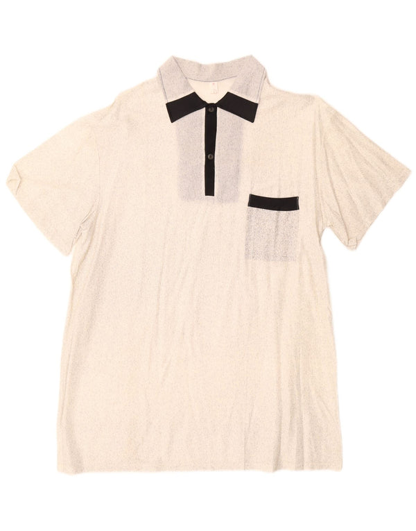 Vintage Mens Short Sleeve Pullover Shirt IT 52 Large Off White Flecked