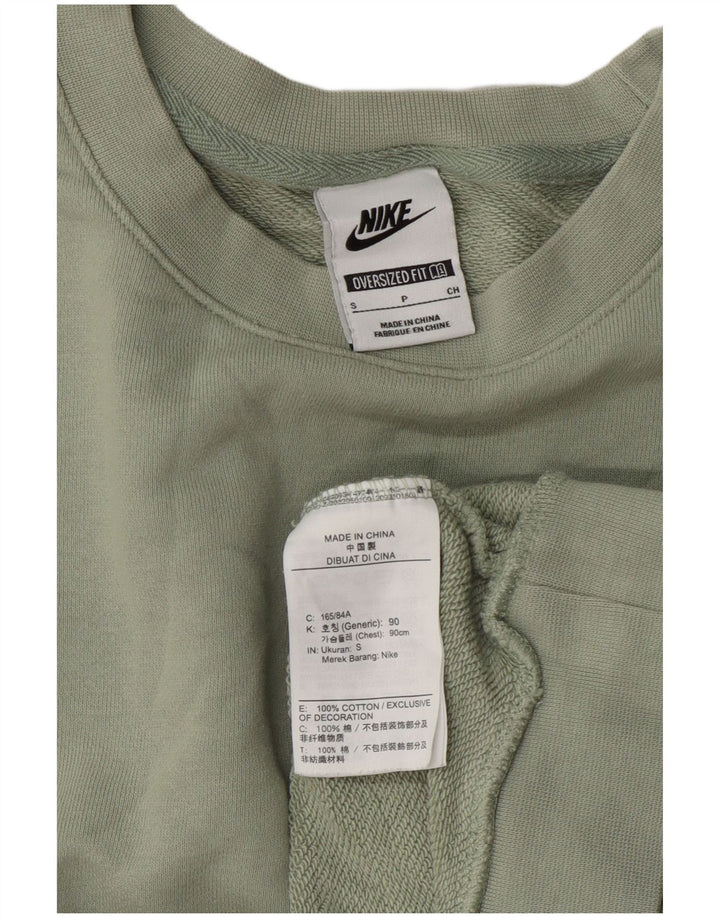 Nike Womens Oversized Sweatshirt Jumper UK 10 Small Green Cotton