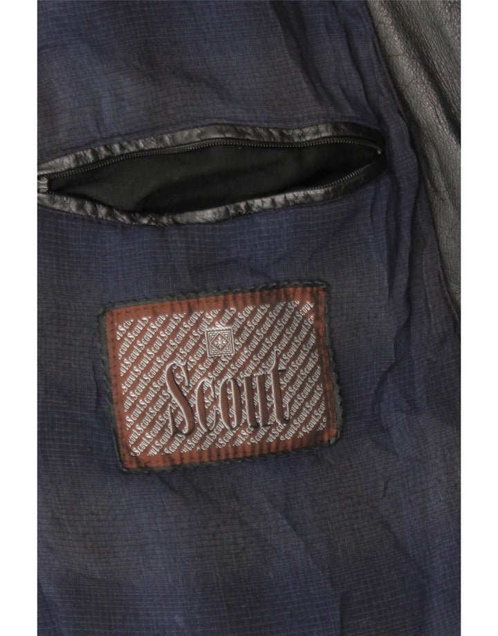 SCOUT Mens Leather Jacket UK 42 XL Black Leather Vintage Scout and Second-Hand Scout from Messina Hembry 