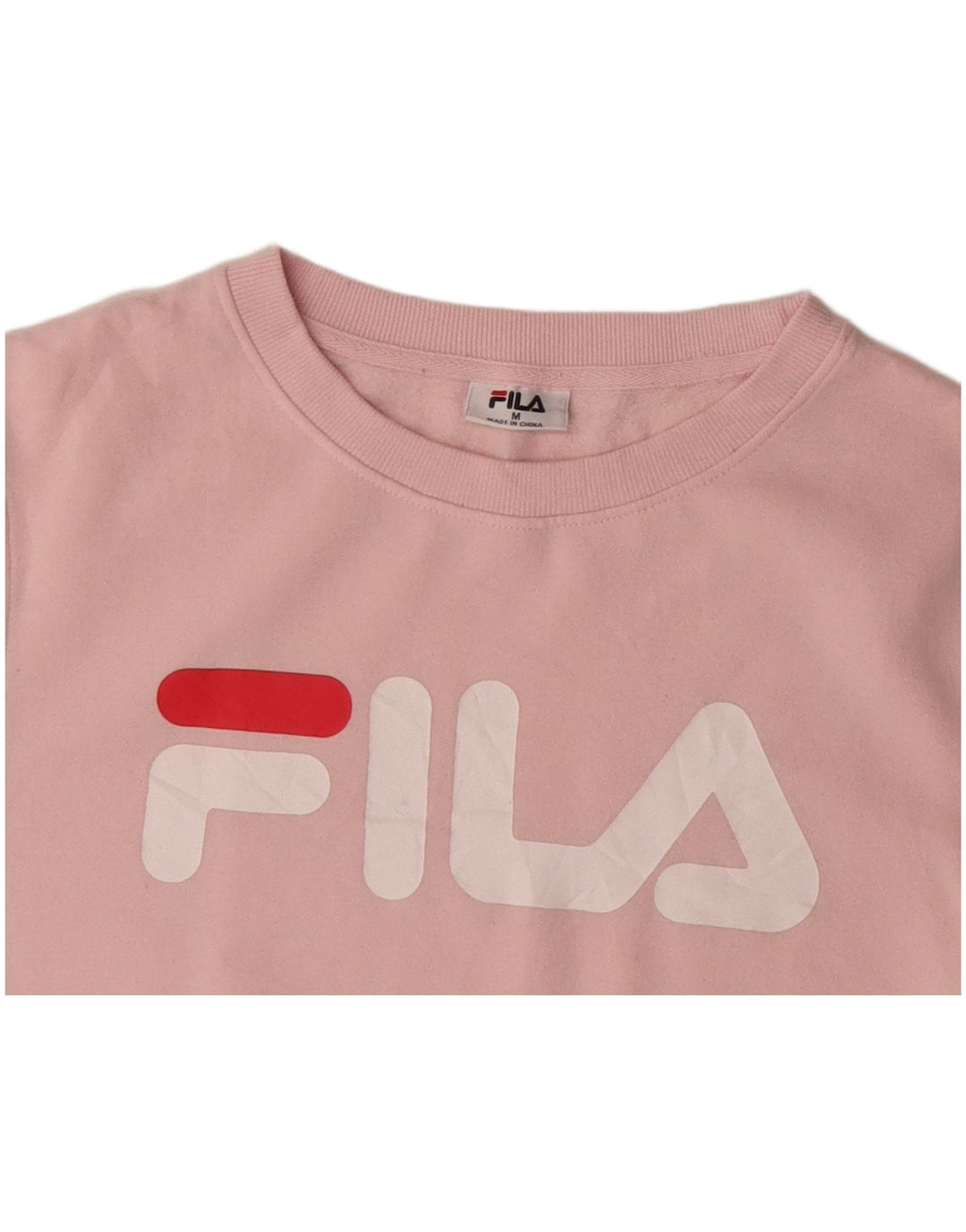 FILA Womens Oversized Graphic Sweatshirt Jumper UK 14 Medium Pink Cotton