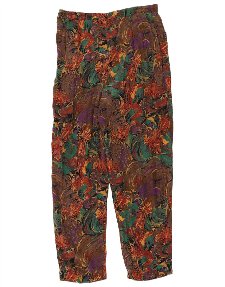 Vintage Womens Abstract Pattern Pegged Casual Trousers W32 L29 Brown