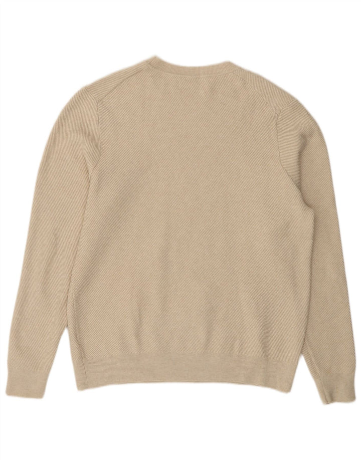 Marks & Spencer Mens Crew Neck Jumper Sweater Large Beige Polyester