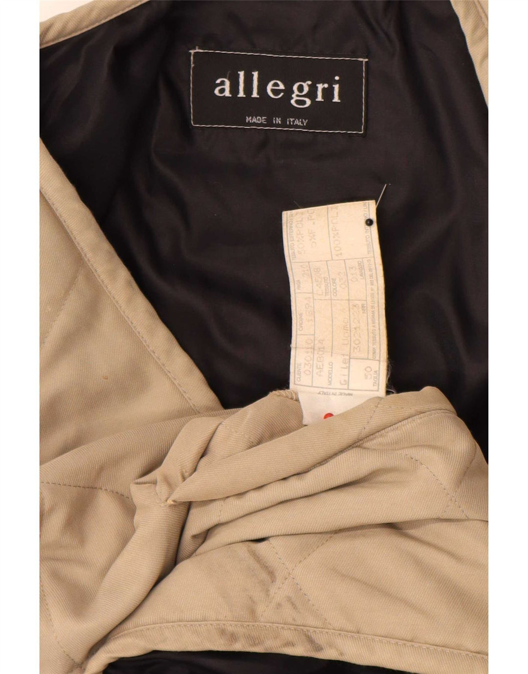 Allegri Mens Quilted Gilet IT 50 Large Beige Polyester
