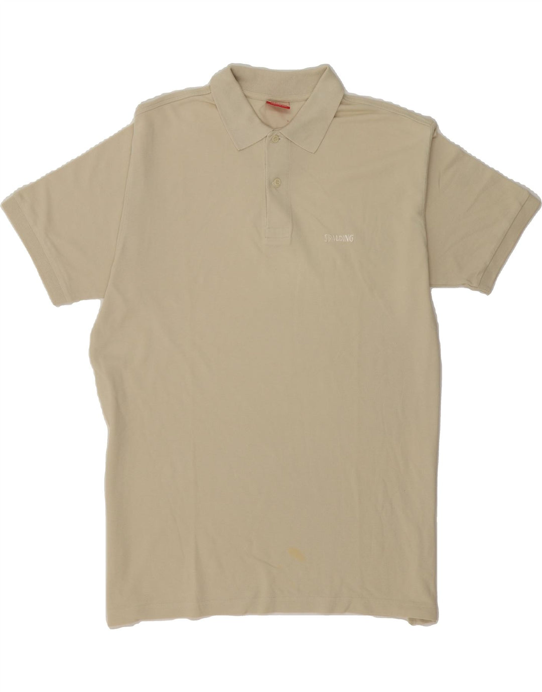 SPALDING Mens Polo Shirt XL Beige Cotton Vintage Spalding and Second-Hand Spalding from Messina Hembry 