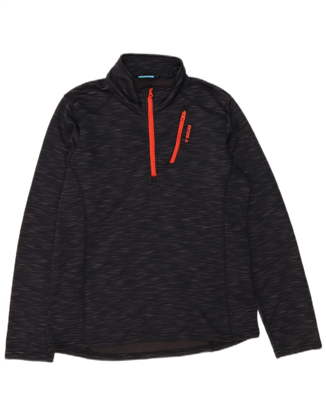 Brugi Mens Zip Neck Sweatshirt Jumper Small Black Flecked Polyester