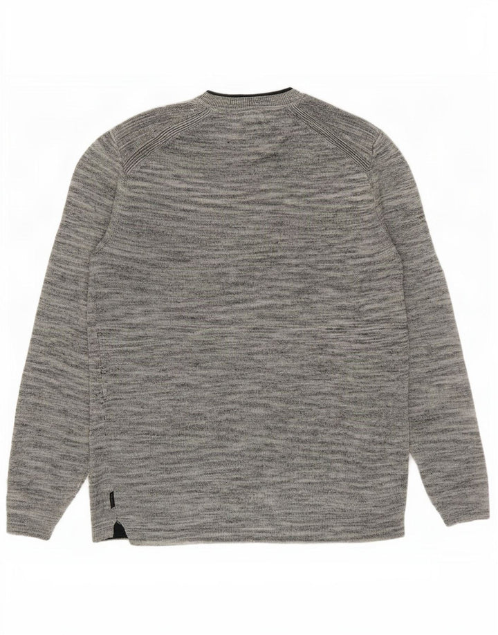 Ted Baker Mens Crew Neck Jumper Sweater Size 3 Medium Grey Flecked Linen
