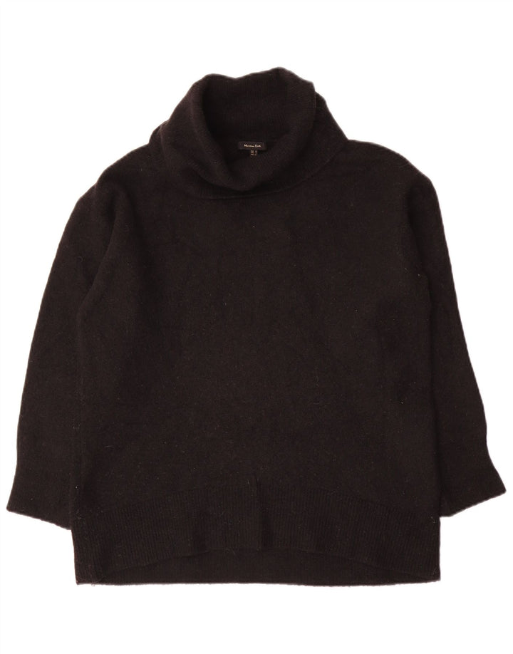 Massimo Dutti Womens Oversized Roll Neck Jumper Sweater UK 10 Small Black