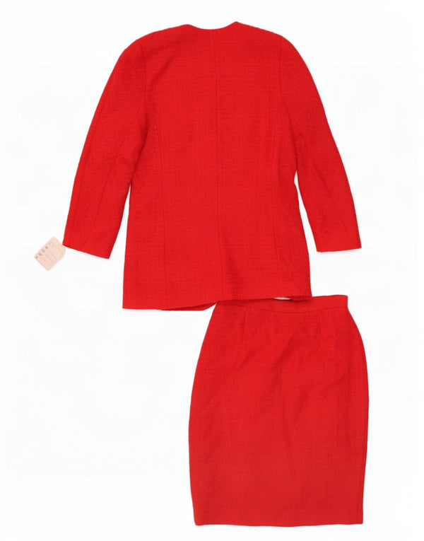 Elsa Zanella Womens 6 Button 2 Piece Skirt Set IT 46 Large W30 Red Wool