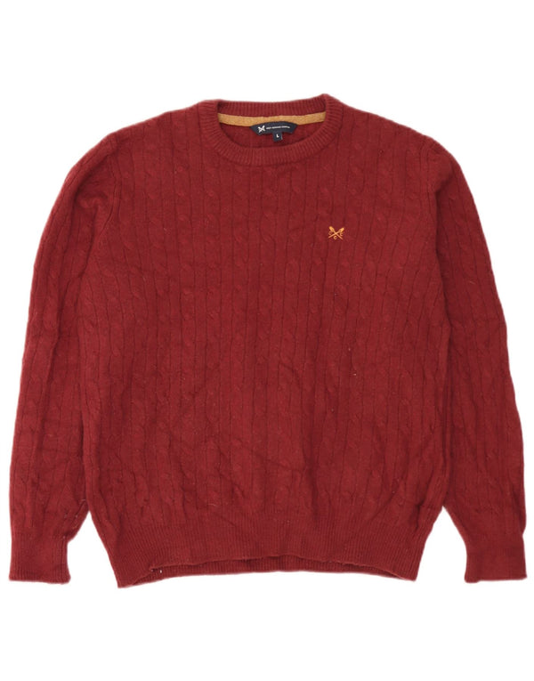 Crew Clothing Mens Neck Jumper Sweater Large Burgundy Lambswool