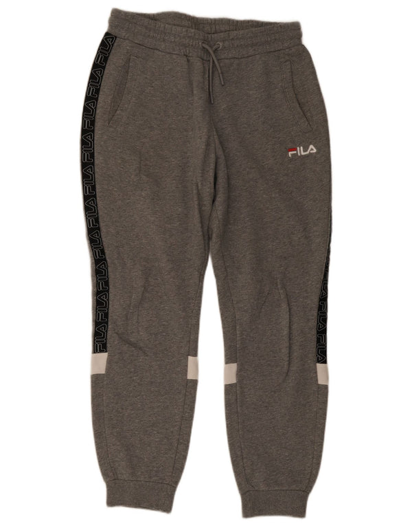 Fila Mens Graphic Tracksuit Trousers Joggers Small Grey Colourblock Cotton