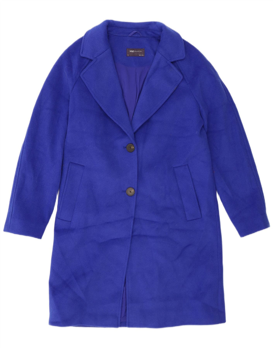 Marks & Spencer Womens Oversized Overcoat UK 10 Small Blue Polyester