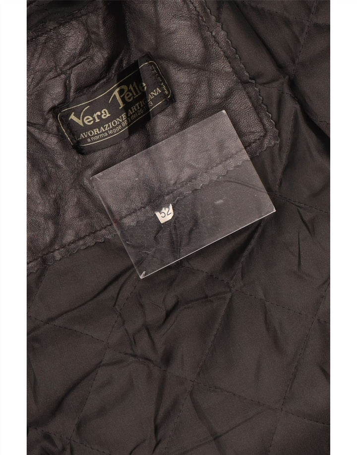 LAVORAZIONE ARTIGIANA Mens Leather Jacket IT 52 XL Black Leather