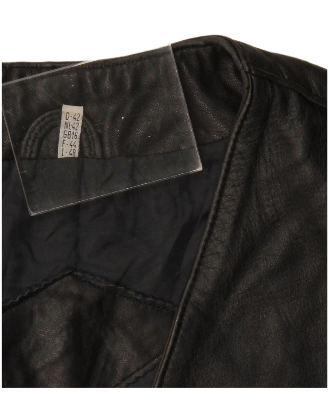 VINTAGE Womens Leather Gilet UK 16 Large Black