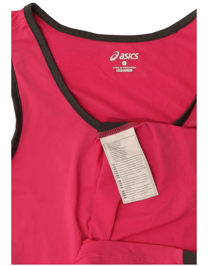 ASICS Womens Vest Top UK 10 Small Pink Colourblock Polyester
