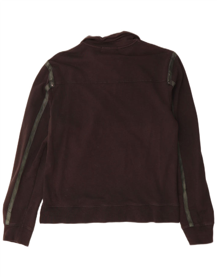 Trussardi Womens Zip Neck Sweatshirt Jumper Large Black Cotton