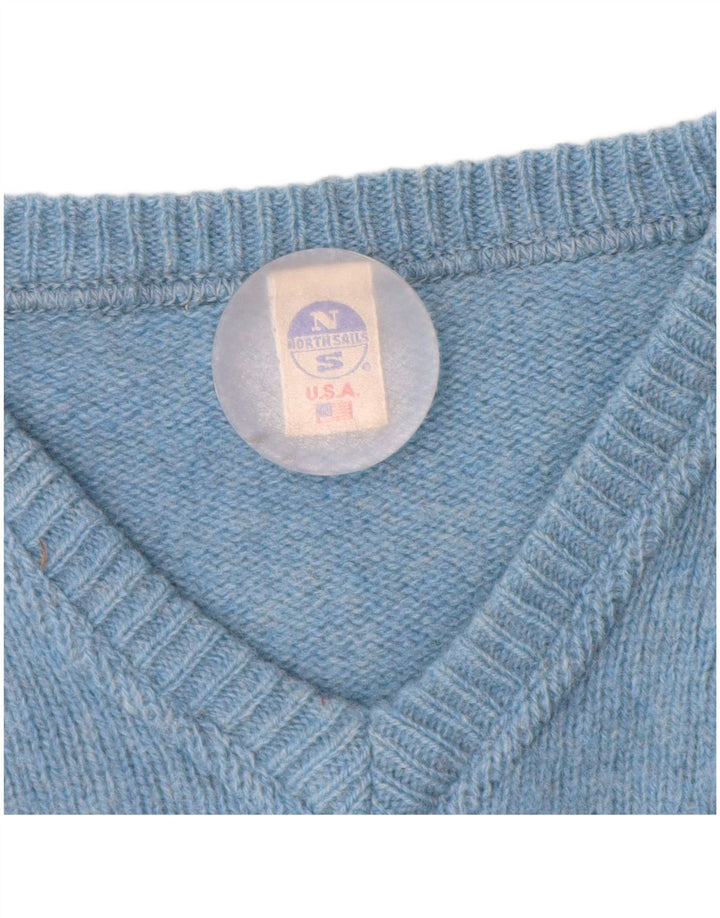 North Sails Mens V-Neck Jumper Sweater XL Blue Wool